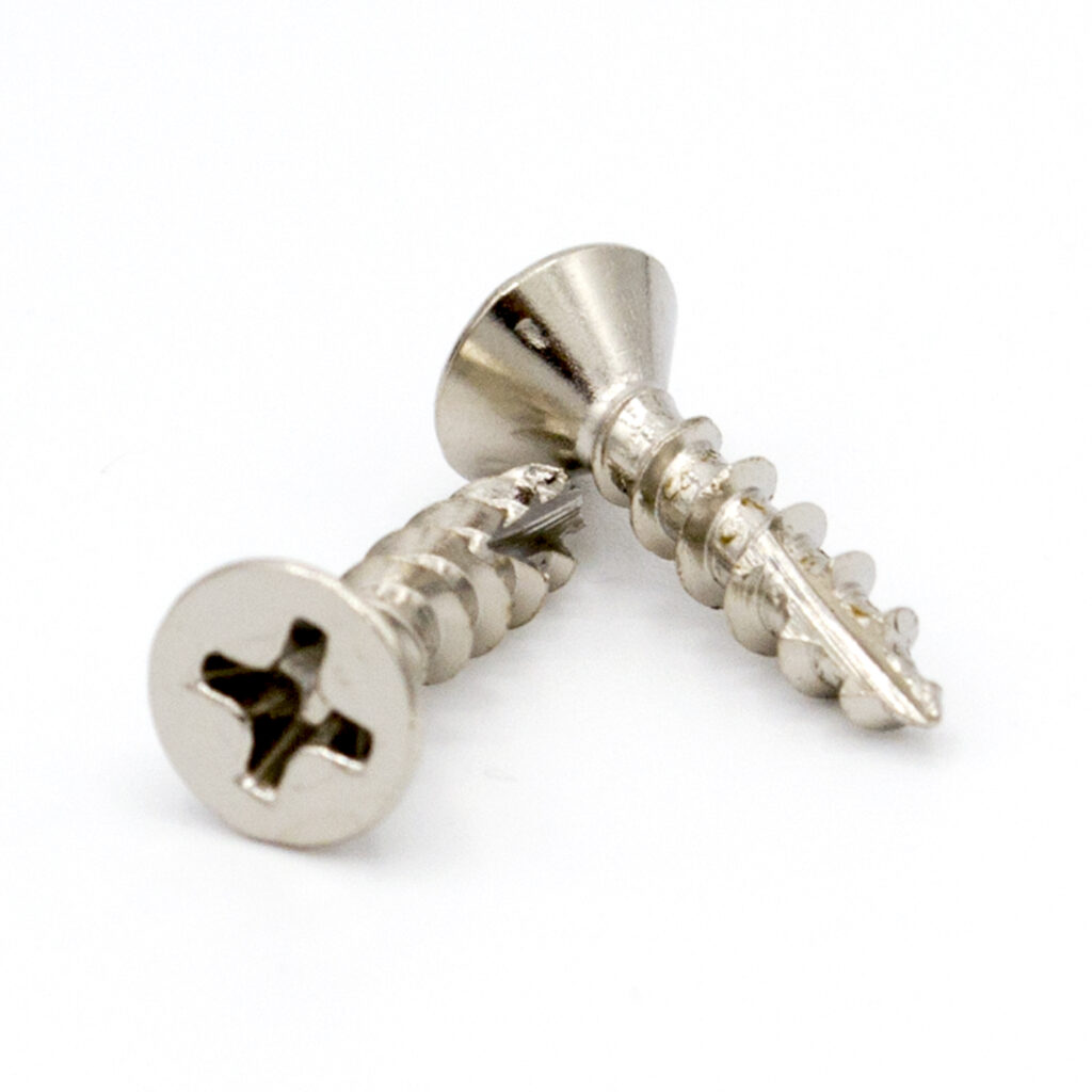 #6 x 5/8" European Concealed Hinge Screw - Flat Head Phillips - Type 17 - Nickel Wood